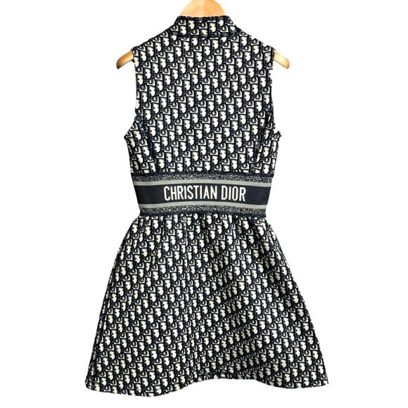 Christian Dior Dress Trotter Logo Navy Monogram Vintage Dress Y2K Oblique
